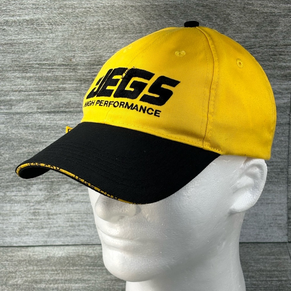 Jegs High Performance Headwear Strap Back Add Hat Cap Yellow Black Hot Rod  OSFA